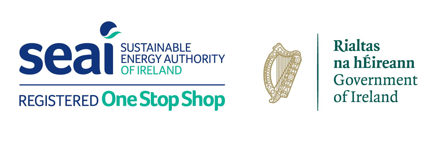 SEAI Registered One Stop Shop logo alongside the Government of Ireland harp emblem.