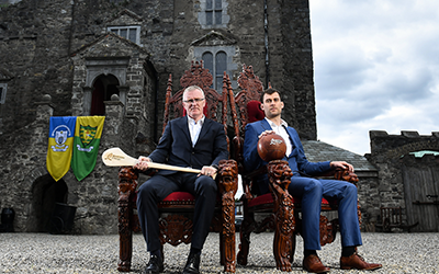 Eamon McGee and Brian Lohan outside Drimnagh Castle