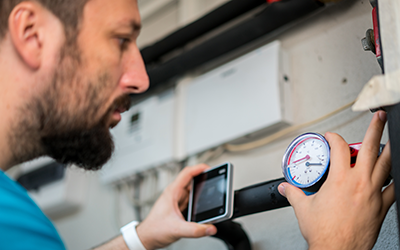 Independent service engineer working on smart technology