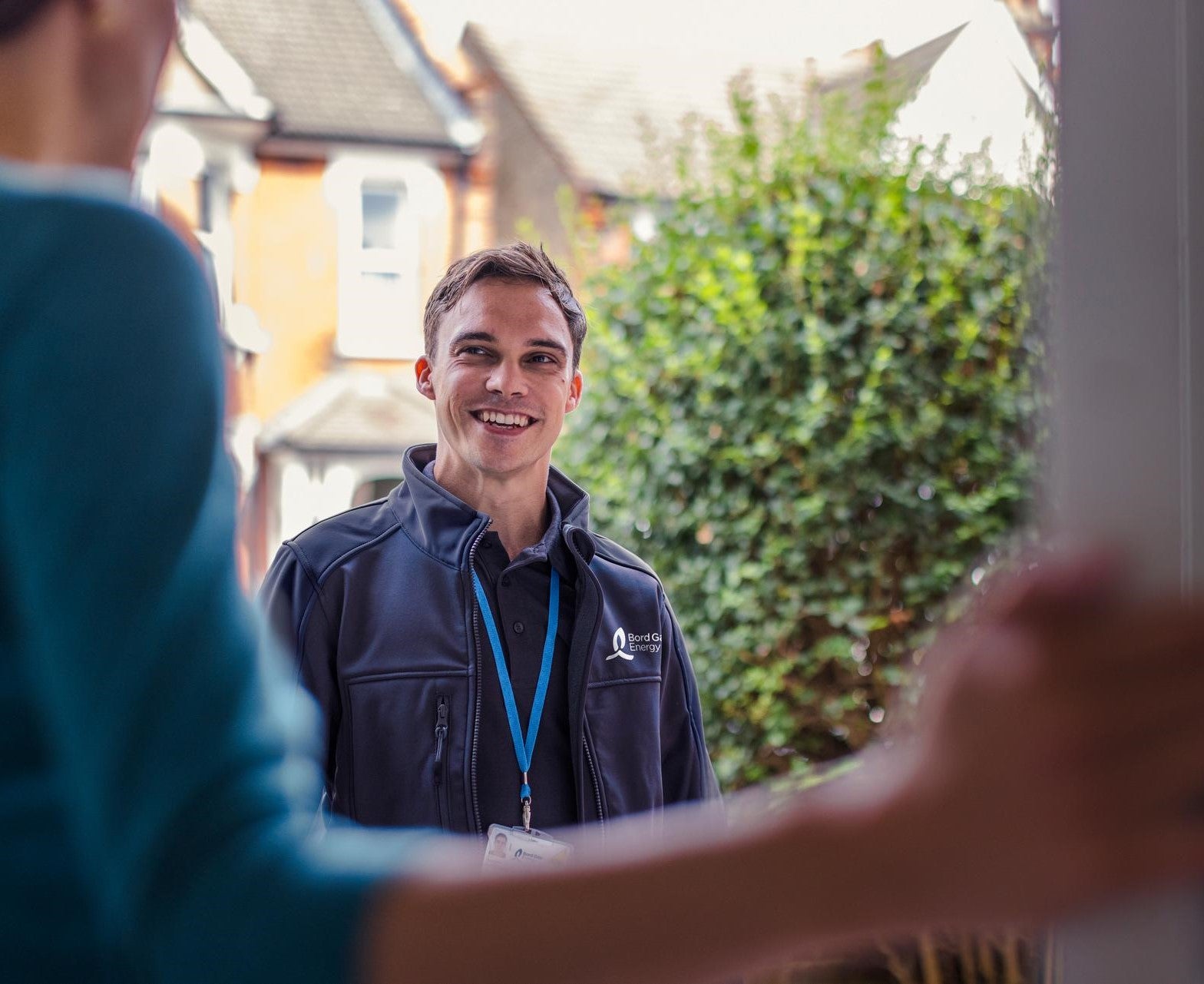Boiler engineer arriving at door