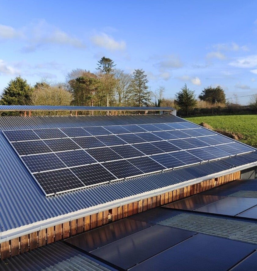 solar panels on farm shed rooftop