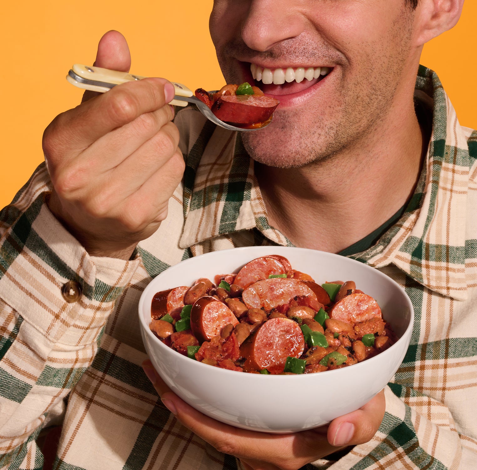 Man Eating Sasuage