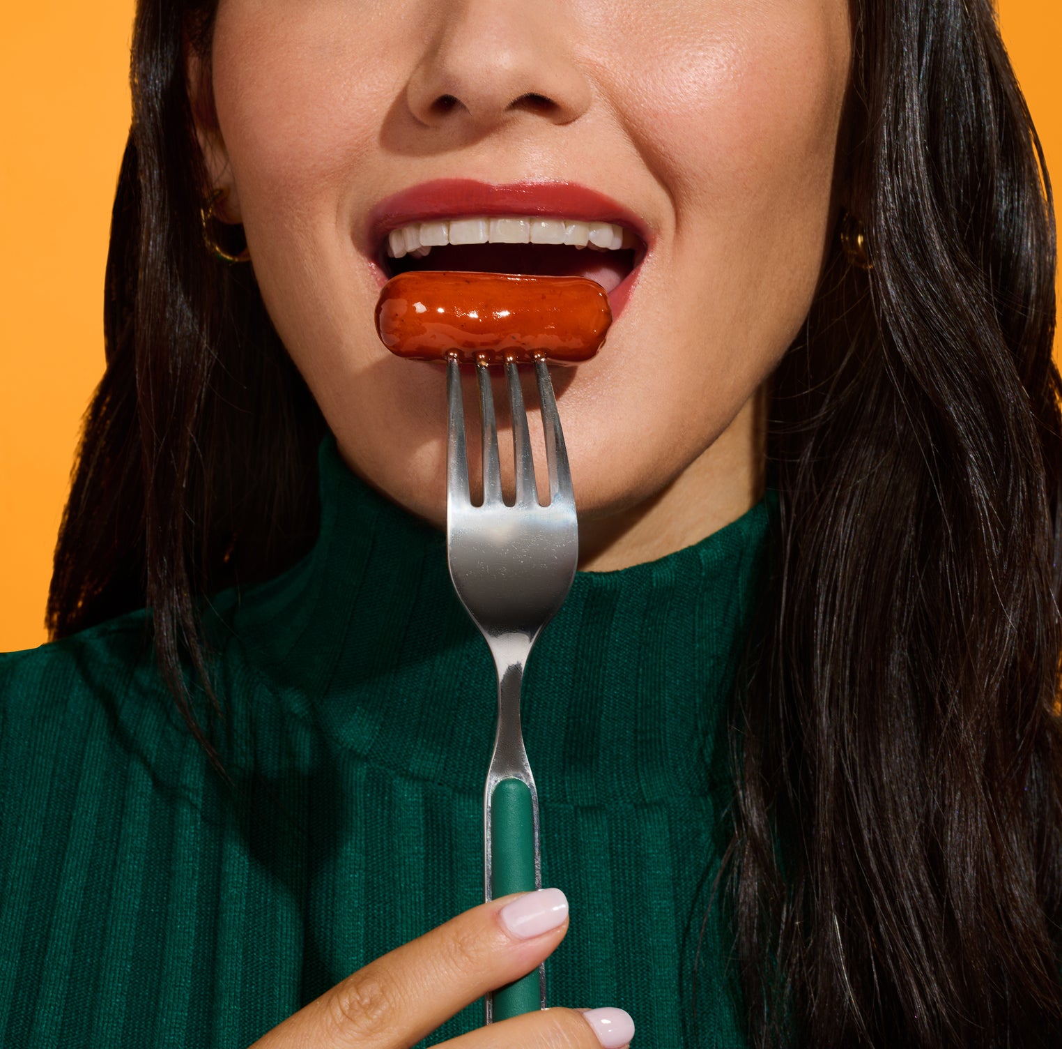 Woman Eating Sasuage