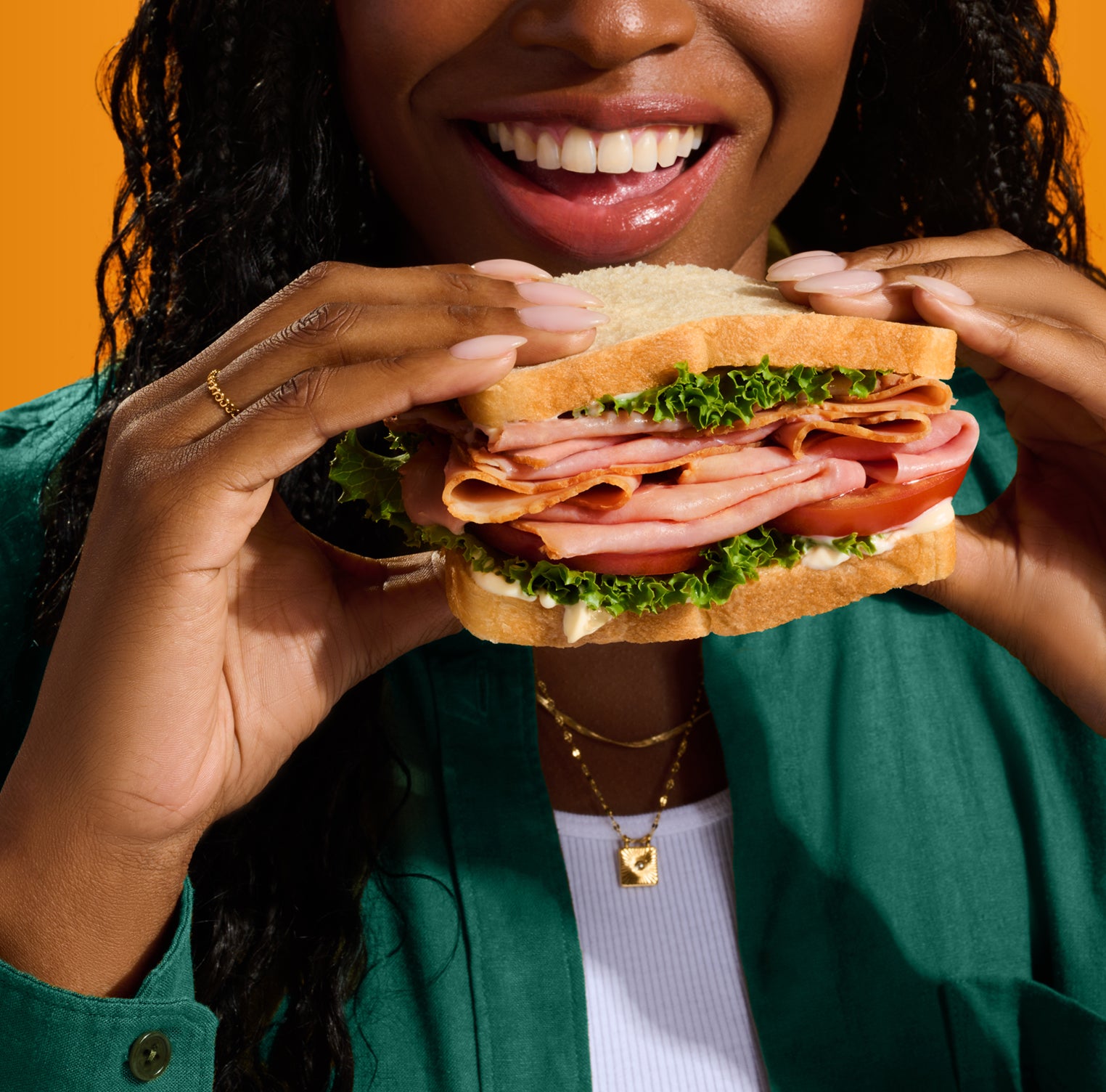 Woman Eating Sandwich