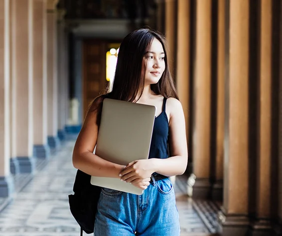 woman walking on a hallway