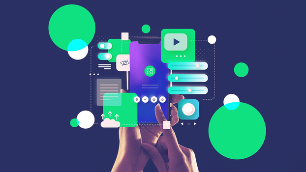 An image of a digital device with logos of various apps overlaid