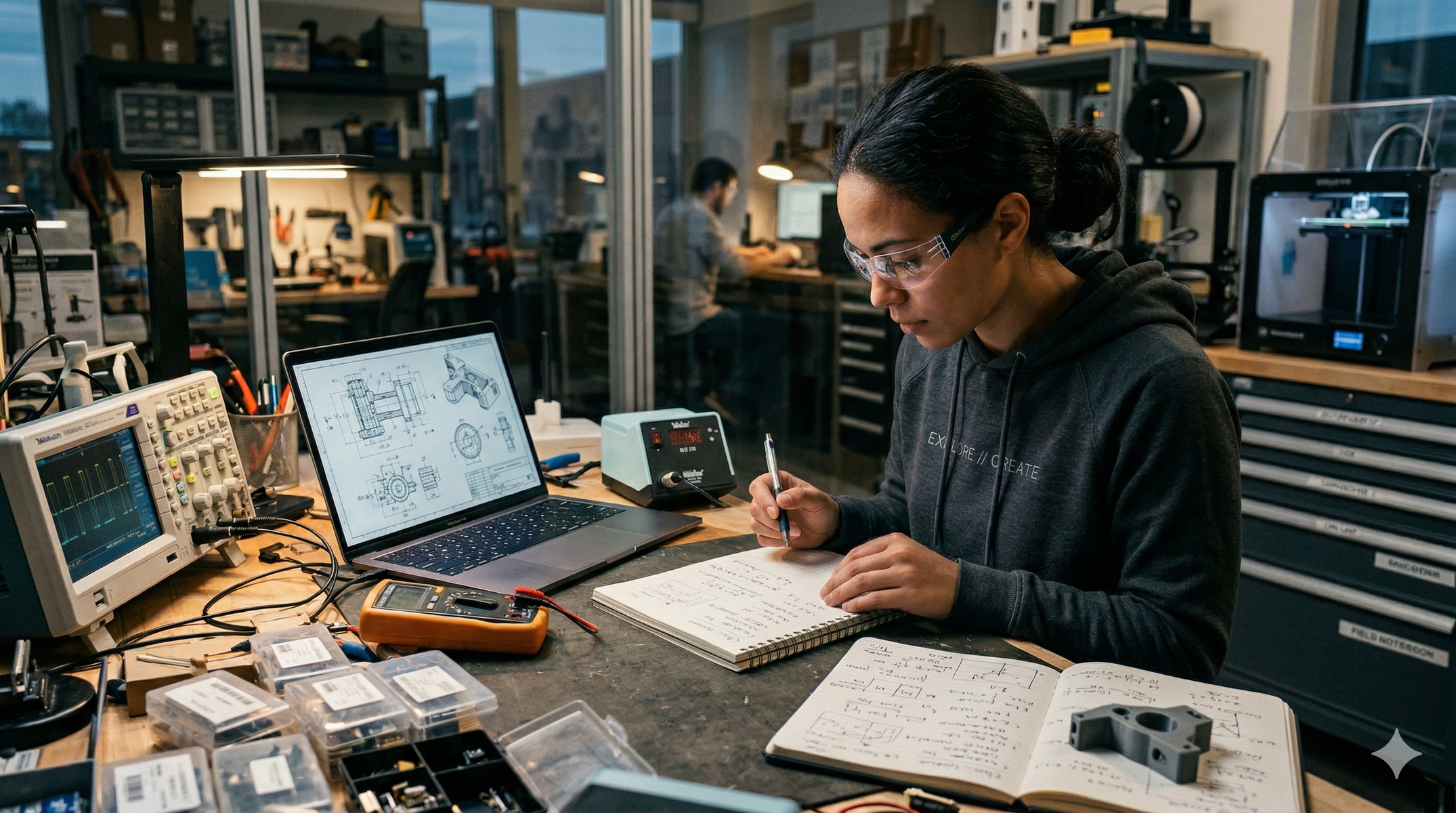 Picture of a woman working on a technology project