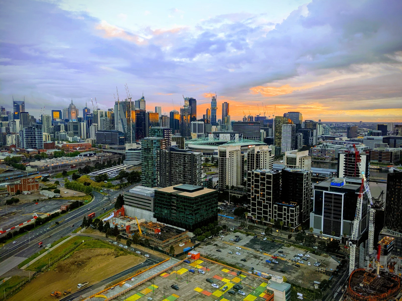 View of Melbourne skyline from the top of the Melbourne Star ferris wheel.