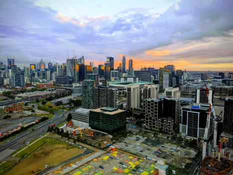 View of Melbourne skyline from the top of the Melbourne Star ferris wheel.