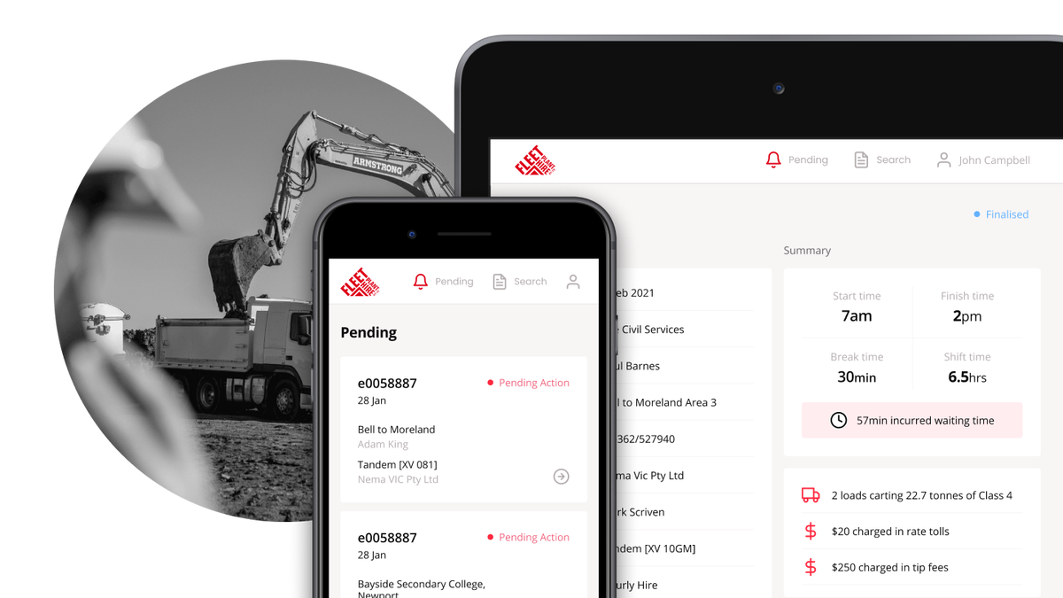 Picture of the Fleet Plant Hire interface