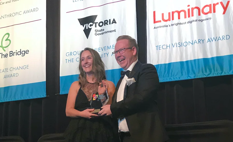 Marty presenting Young Achiever Award 2021