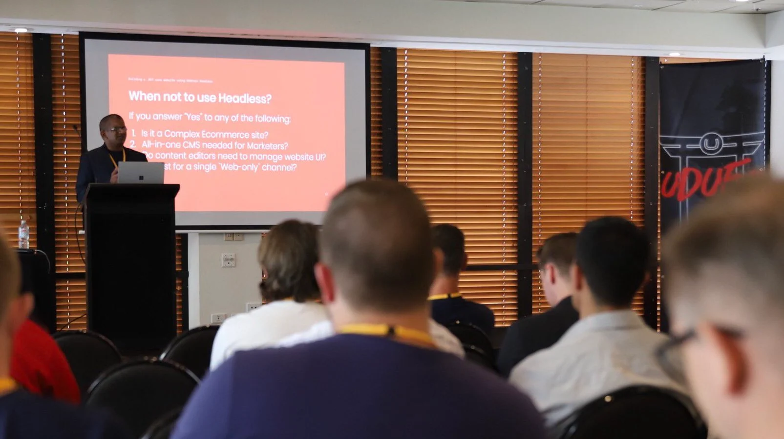 Emm presenting at UDuff 2019