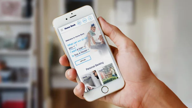 Image showing Hume Bank website on a mobile phone