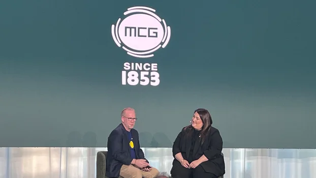 Marty presenting with Sophie at Digital Summit