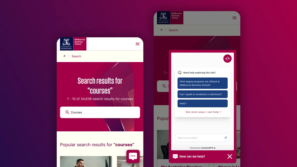 Chatbot - search for courses