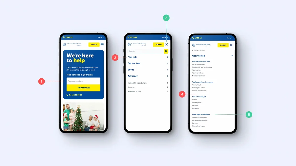Vinnies website on mobile