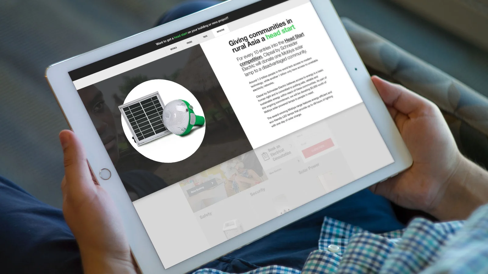 Clipsal Consumer Promotion on a tablet device