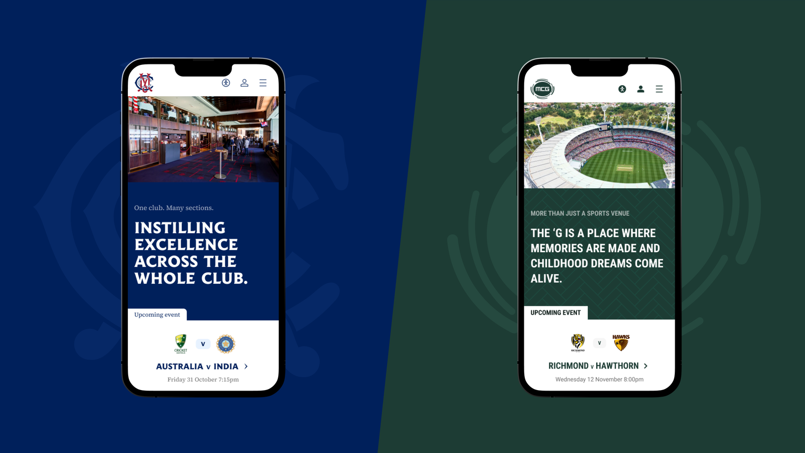 MCC and MCG websites on mobile