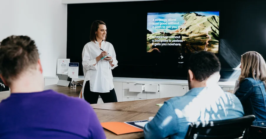 Emma Andrews presenting