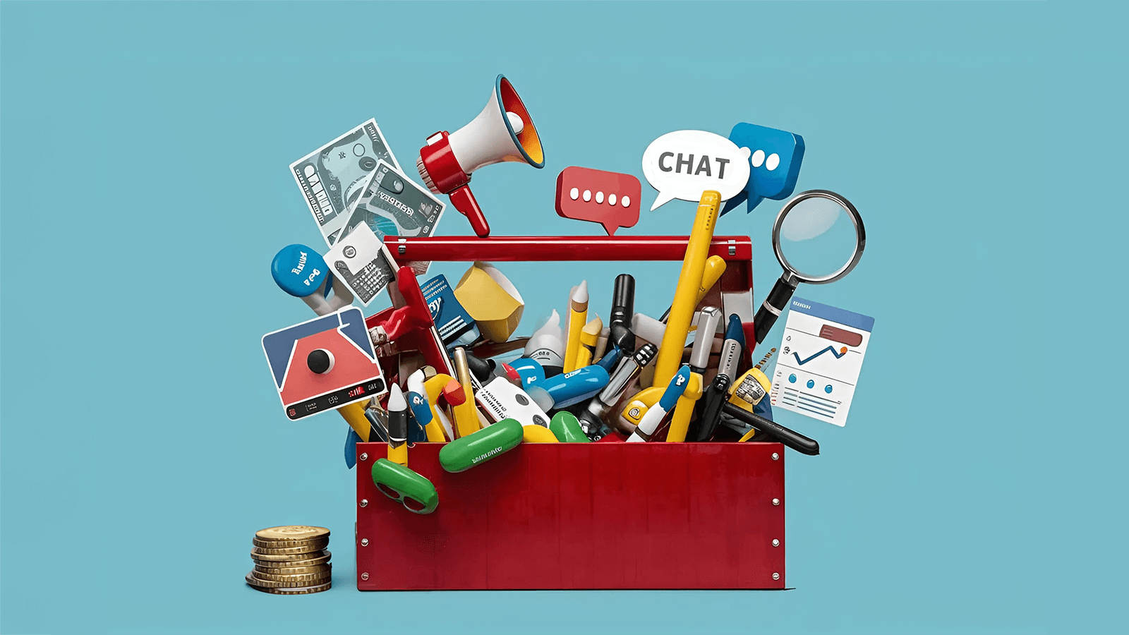 Toolbox with a number of digital apps and tools inside