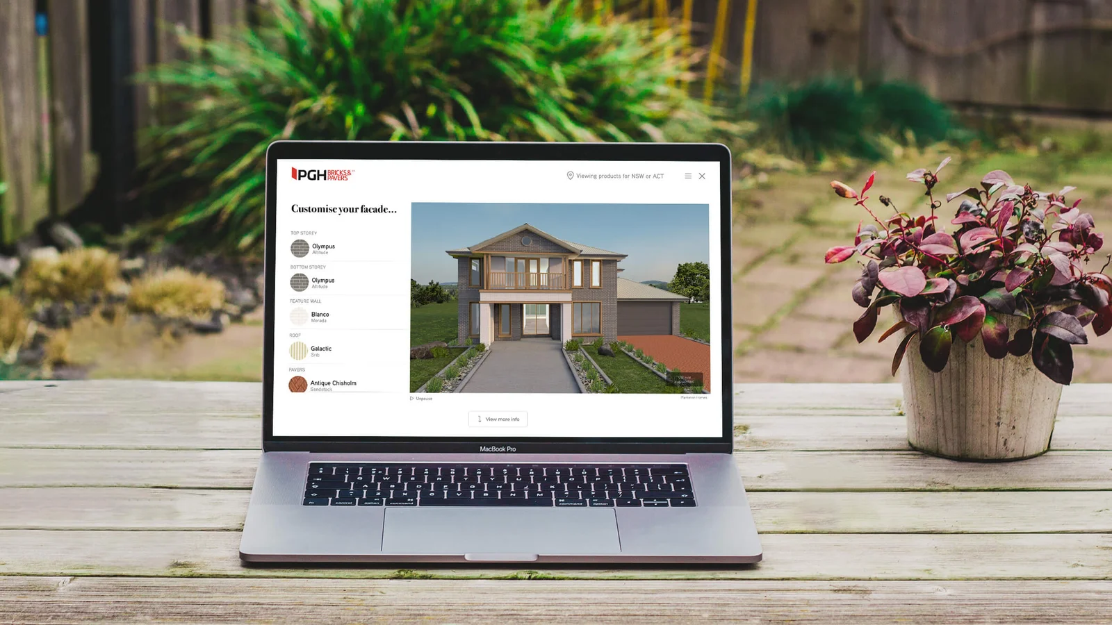 Visualiser screenshot - customise your facade page
