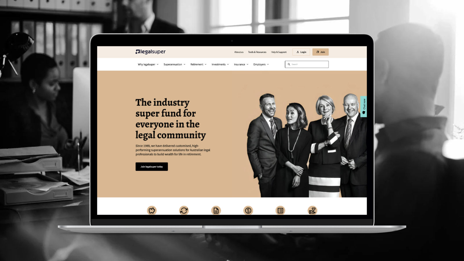 Picture of the legalsuper team on the computer screen