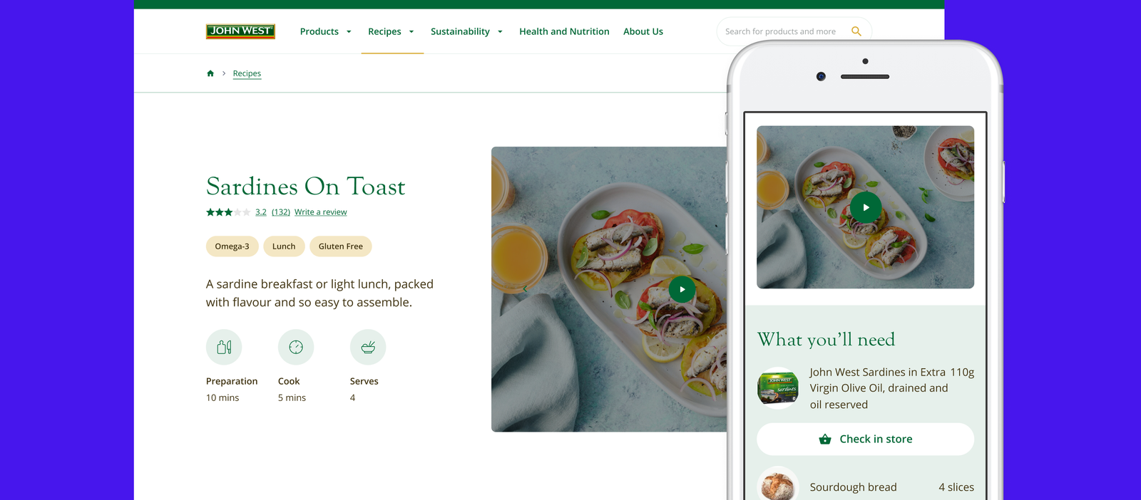 Picture of the John West products and recipe page