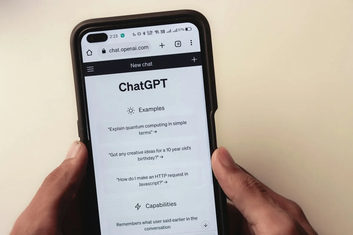 Picture of a phone with ChatGPT on the screen