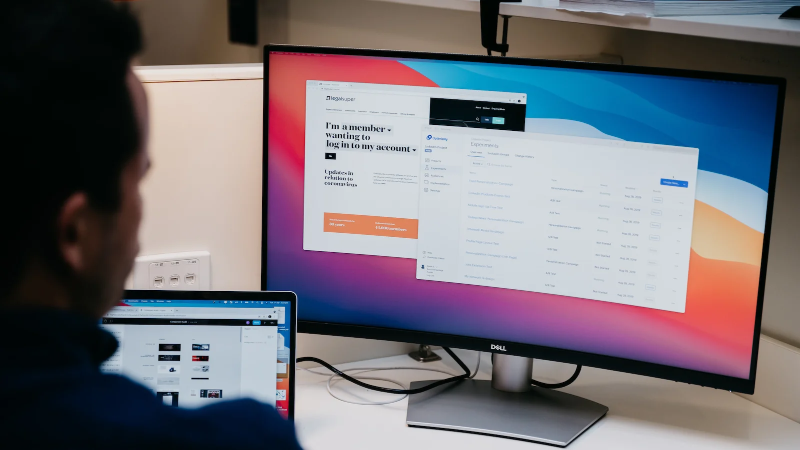A Luminary project on Optimizely - two screens with man looking at screens