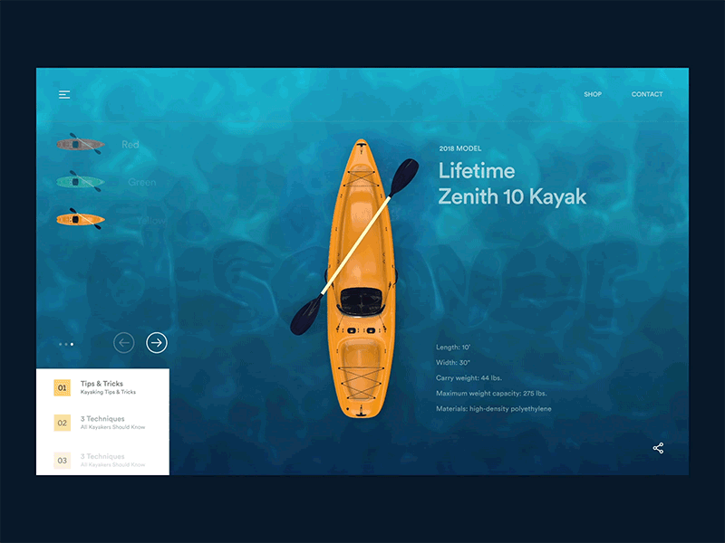 Animated kayak