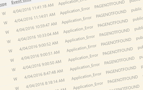 Event Log Page Not Found