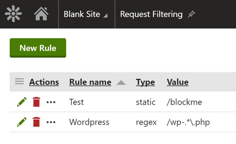 Request filtering screenshot