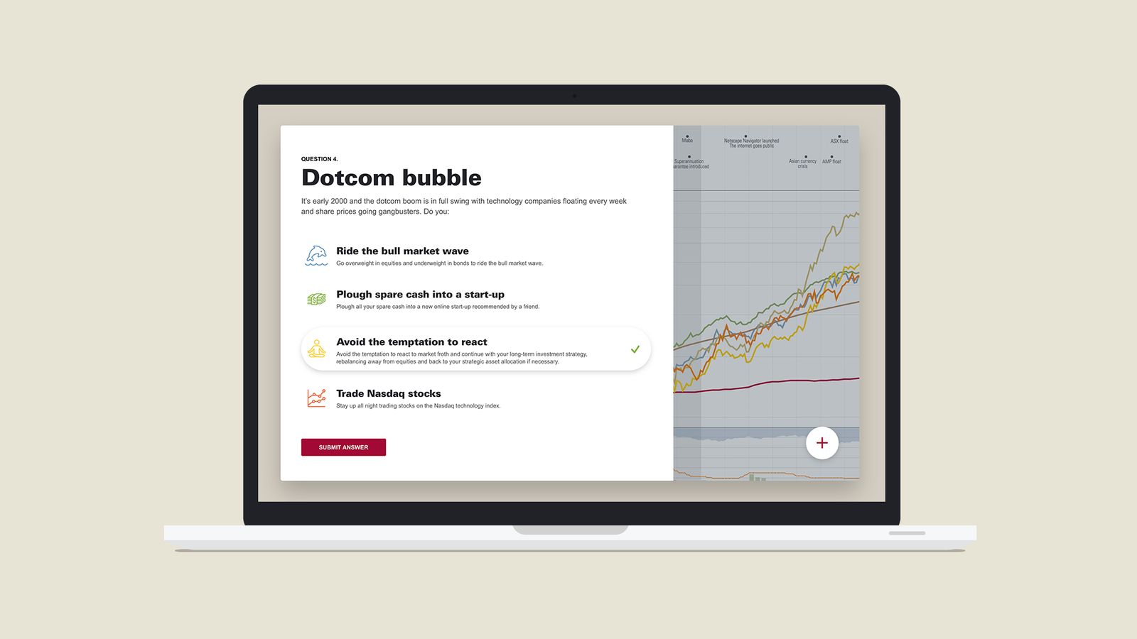 Vanguard-index-chart-challenge website on a laptop