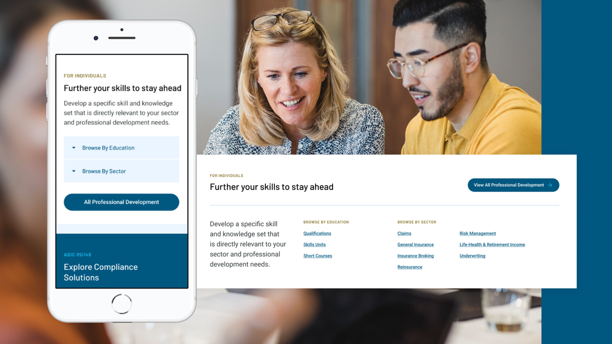 Professional Development page - on mobile
