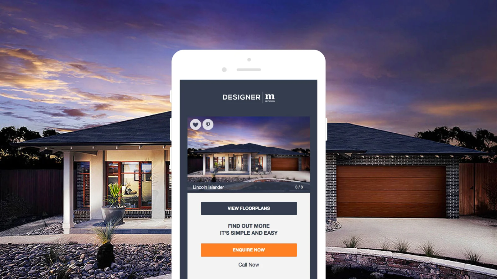 Image showing Metricon website on a mobile phone