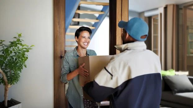 Picture of a woman receiving a package