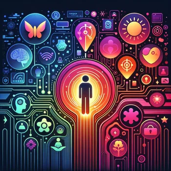 Colourful pattern with person in the centre