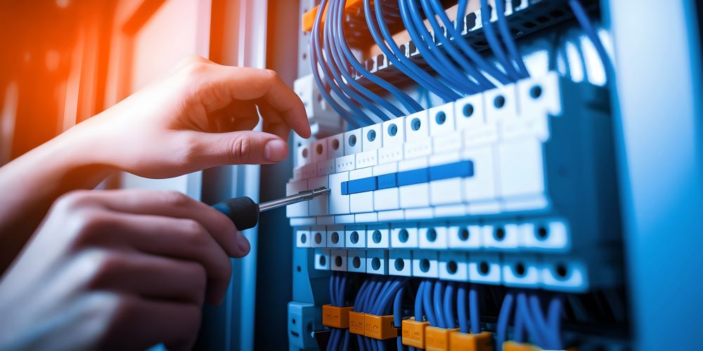 A person working on a circuit breakers