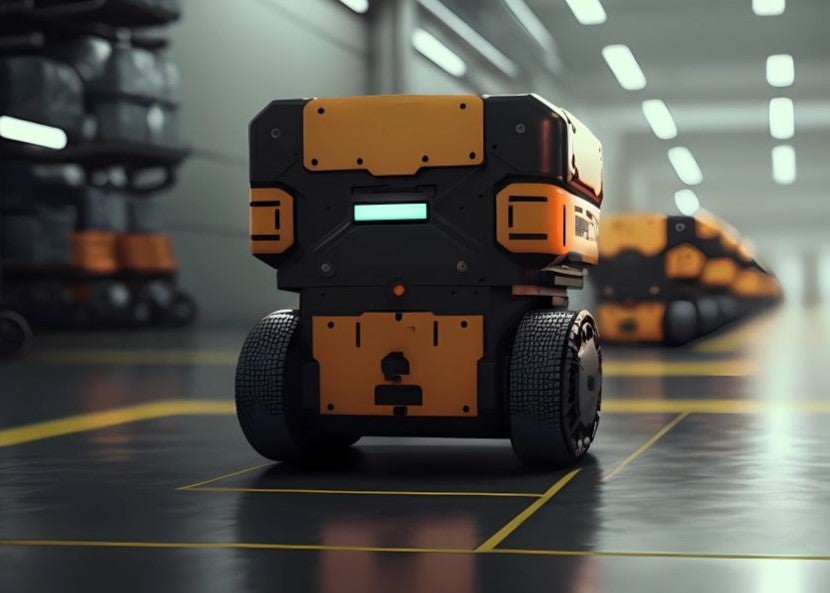 A group of robots in a warehouse