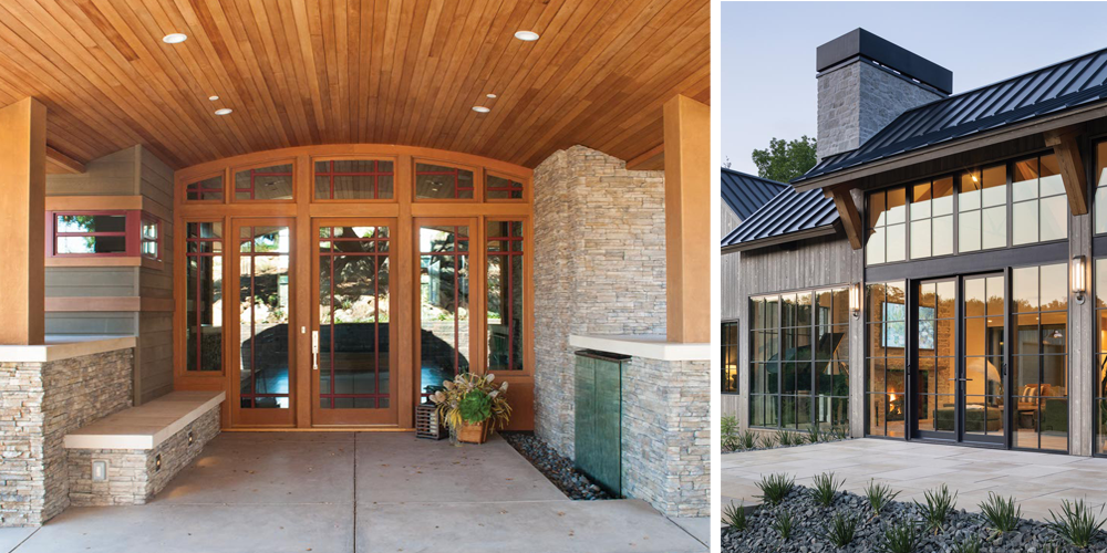 Entrance door system with custom French inswing entrance doors; VistaLuxe WD LINE swing doors