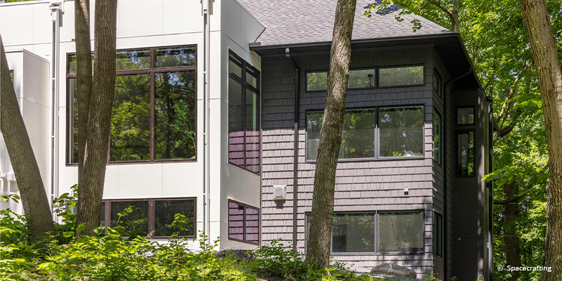 Large forgent windows seen from outside of home