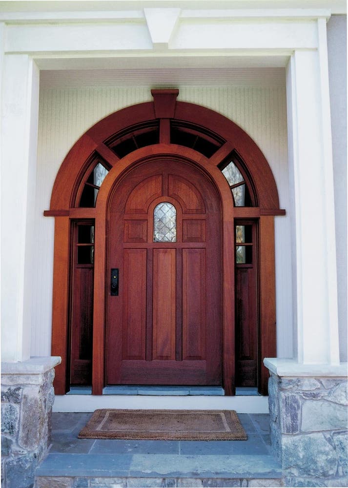 Heritage Series radius inswing entrance door with sidelites and a radius transom