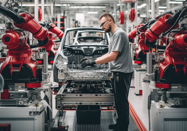 mechanic on a car production line