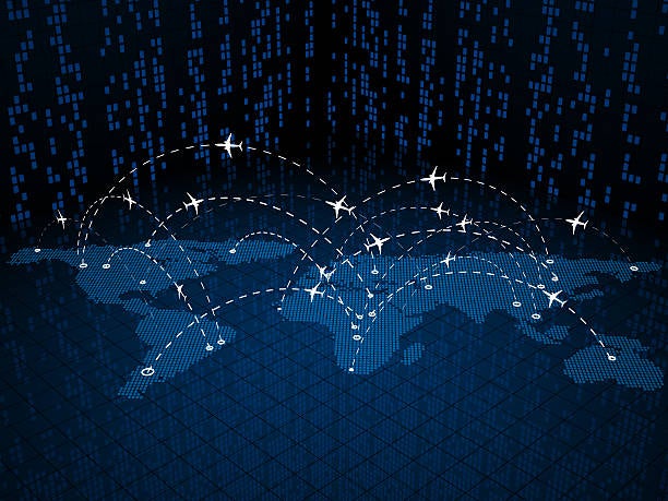 air traffic over a map of the earth