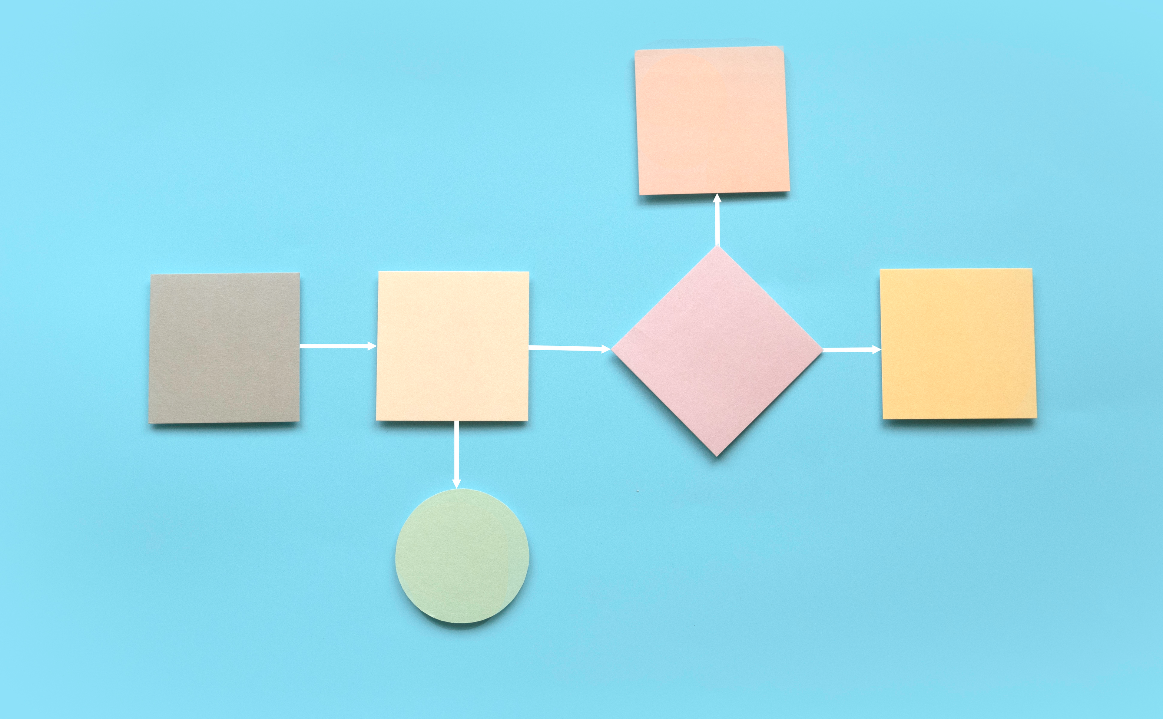 Shapes and lines showing workflow process and connections