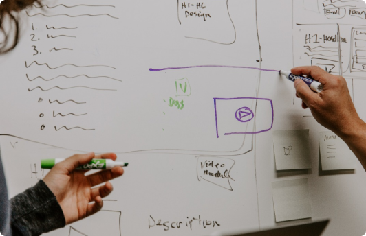 People collaborating on whiteboard