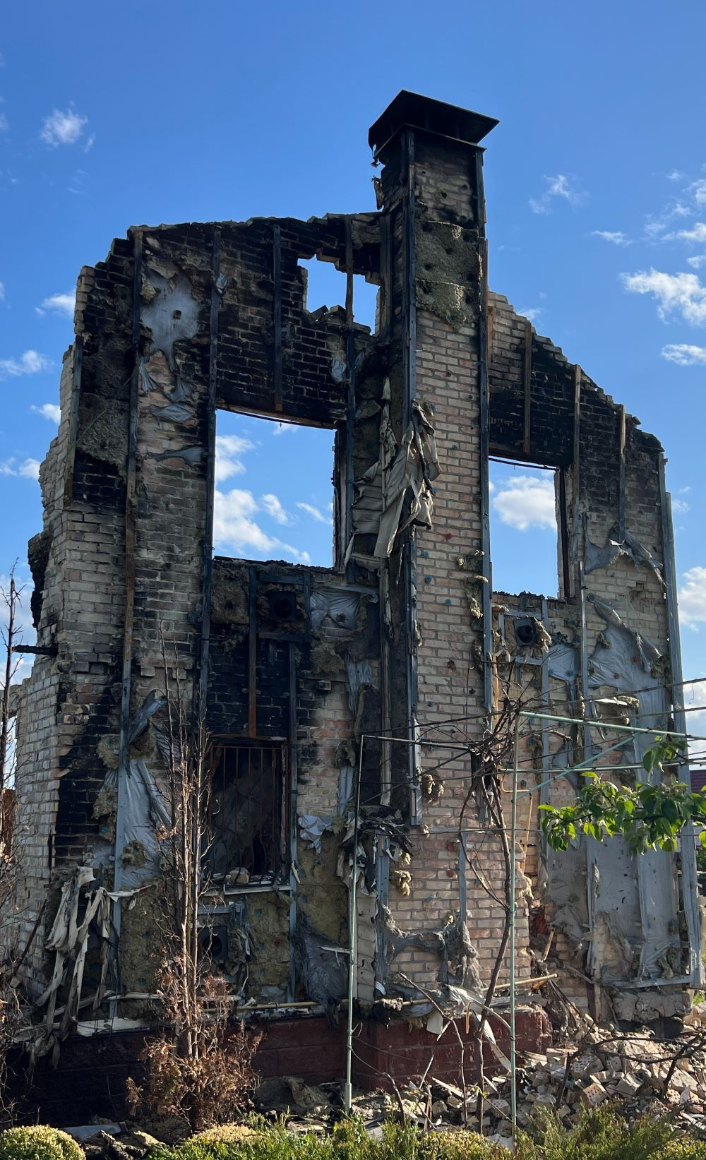 Burnt down building