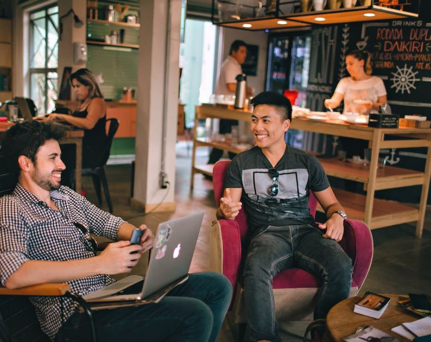 People working in cafe