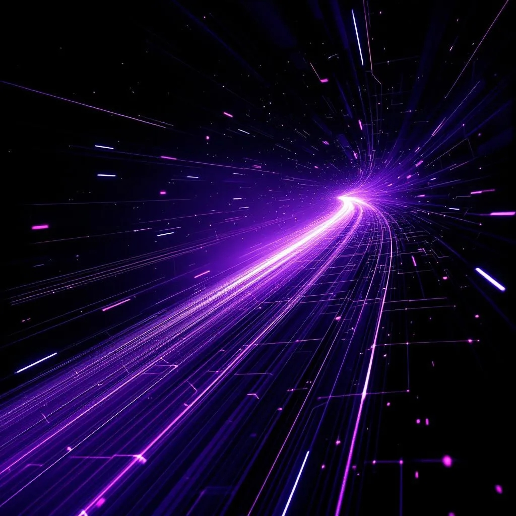 Purple digital lines representing speed