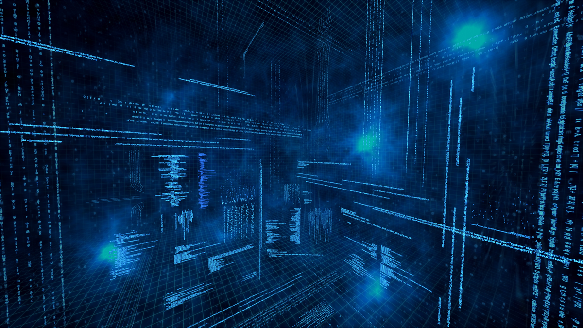 Futuristic blue network connections like the matrix